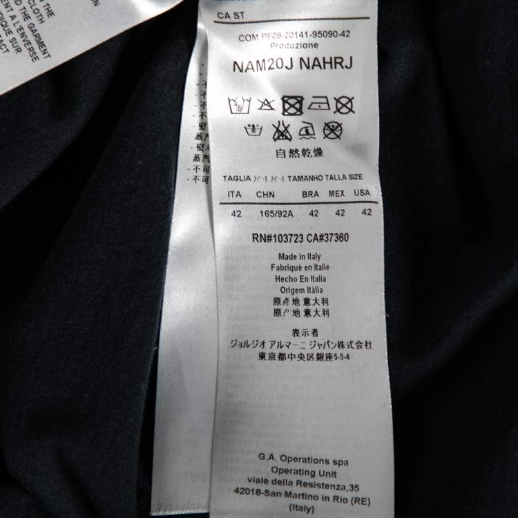 Pre Owned Giorgio Armani Navy Blue Logo Embellished Cotton T-Shirt M
