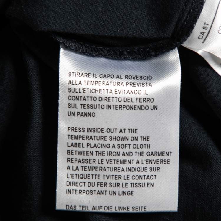 Pre Owned Giorgio Armani Navy Blue Logo Embellished Cotton T-Shirt M