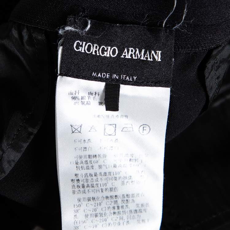Pre Owned Giorgio Armani Black Wool Crepe Tailored Pants M 