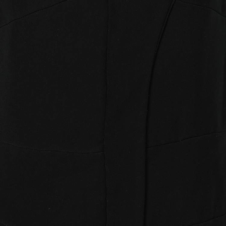 Pre Owned Giorgio Armani Black Quilted Oversized Collar Zip Front Jacket XL