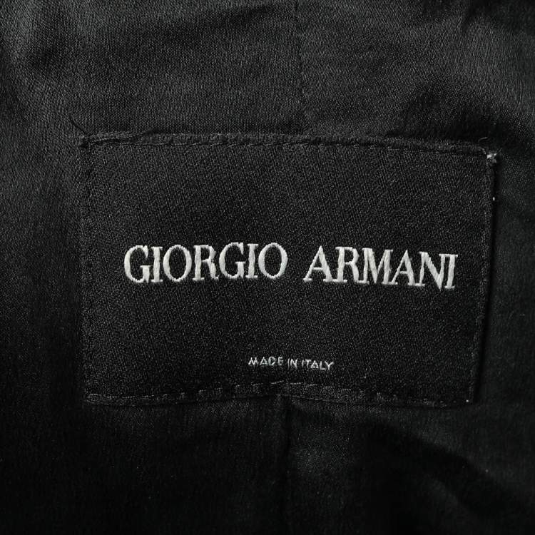 Pre Owned Giorgio Armani Black Quilted Oversized Collar Zip Front Jacket XL