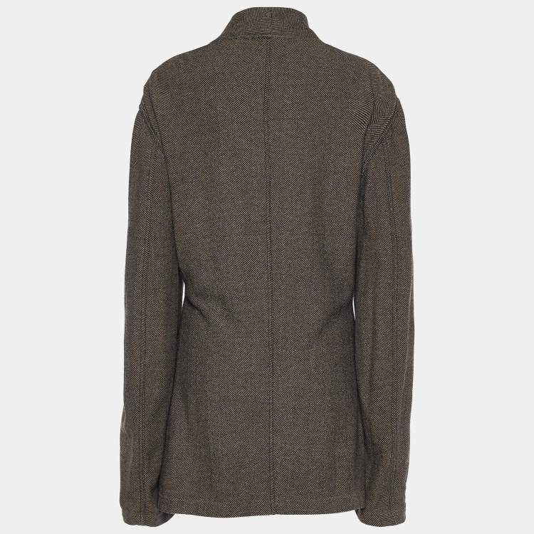 Pre Owned Giorgio Armani Vintage Brown Patterned Wool Button Front Cardigan XL