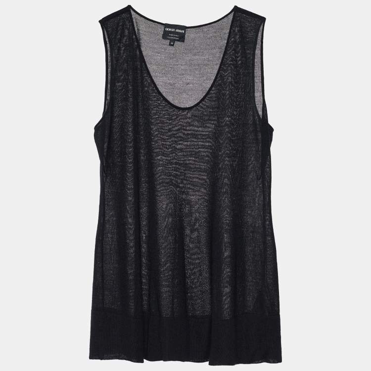 Pre Owned Giorgio Armani Black Cashmere Sleeveless Top S