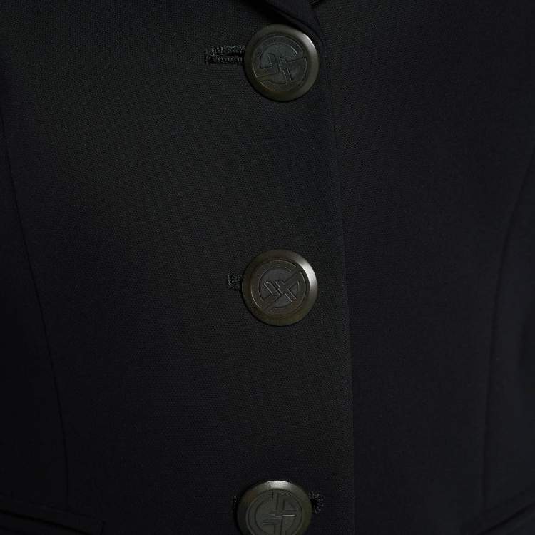 Pre Owned Giorgio Armani Black Crepe Button Front Blazer S