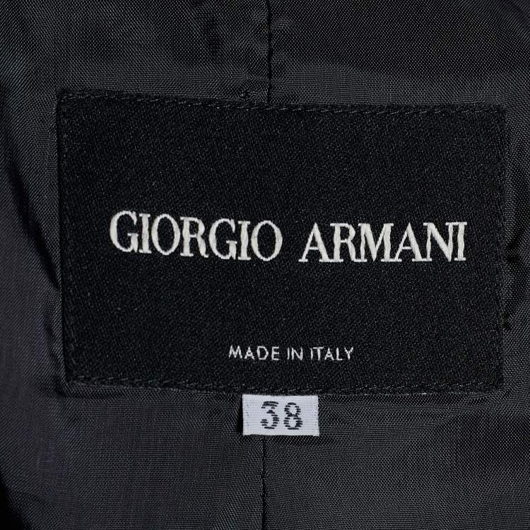 Pre Owned Giorgio Armani Black Crepe Button Front Blazer S