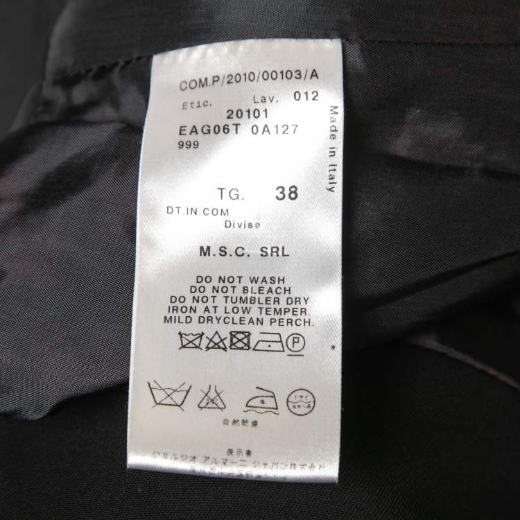 Pre Owned Giorgio Armani Black Acetate Skirt Suit S