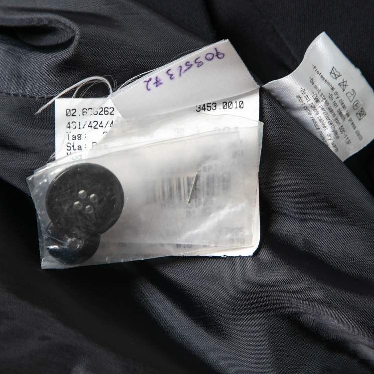 Pre Owned Giorgio Armani Navy Blue Crepe Wrap Jacket XS