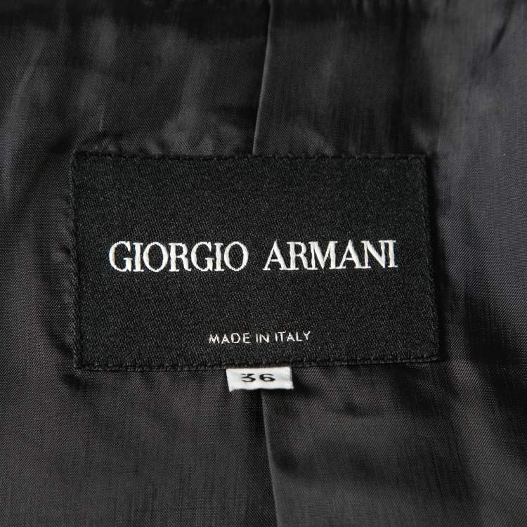 Pre Owned Giorgio Armani Navy Blue Crepe Wrap Jacket XS