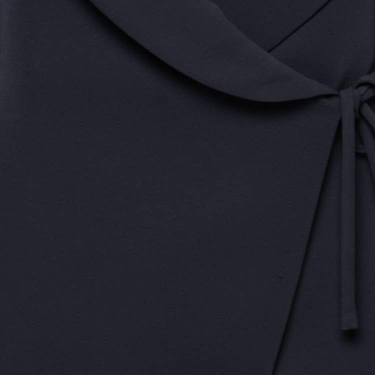 Pre Owned Giorgio Armani Navy Blue Crepe Wrap Jacket XS