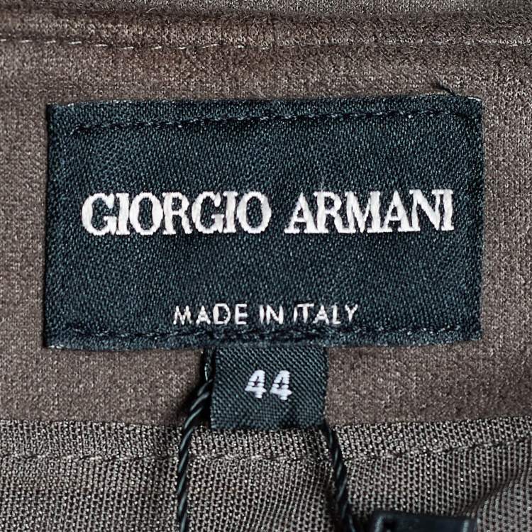 Pre Owned Giorgio Armani Brown Coated Knit Straight Fit Trousers M
