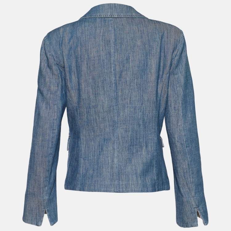 Pre Owned Giorgio Armani Blue Denim Button Front Jacket L