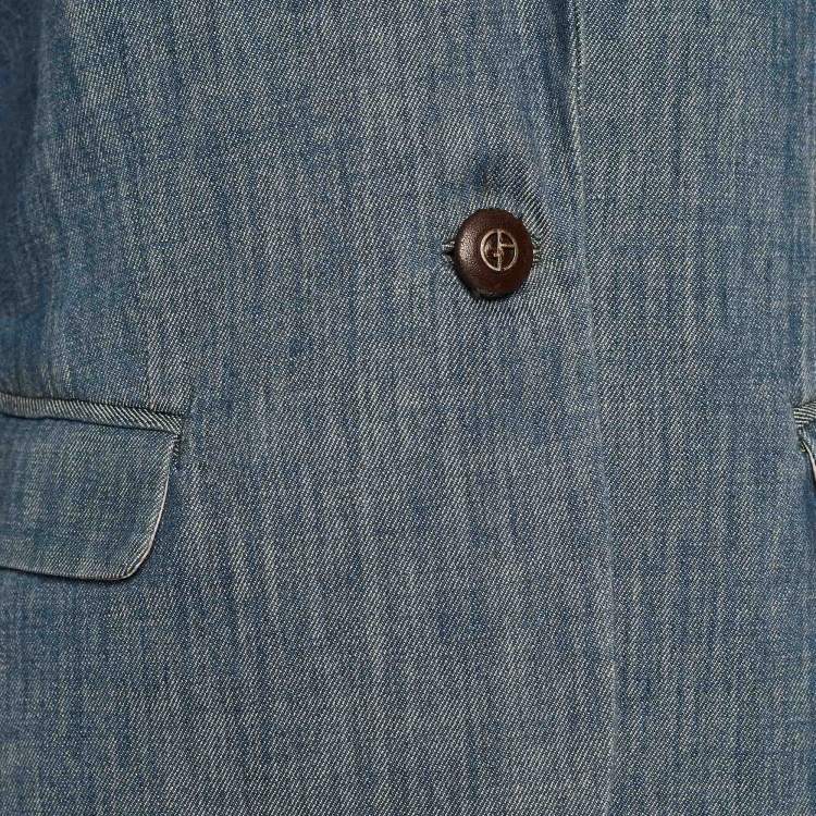 Pre Owned Giorgio Armani Blue Denim Button Front Jacket L