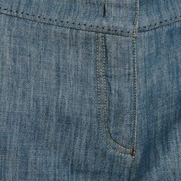 Pre Owned Giorgio Armani Blue Denim Straight Fit Jeans M/Waist - 34"