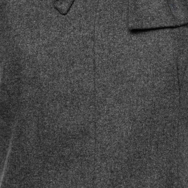 Pre Owned Giorgio Armani Charcoal Grey Wool Knot Detail Midi Dress M