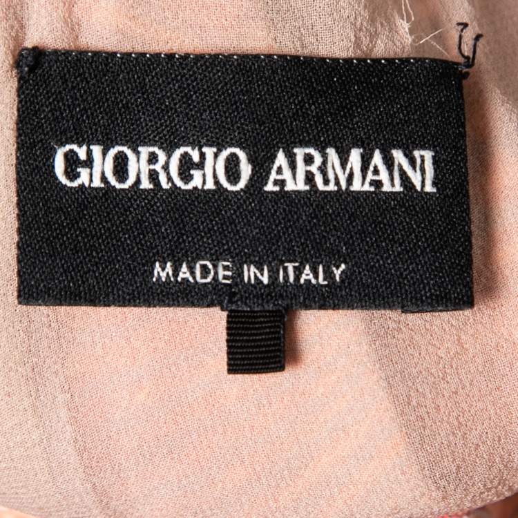 Pre Owned Giorgio Armani Pink Floral Jacquard Pleated Detail Shift Dress S