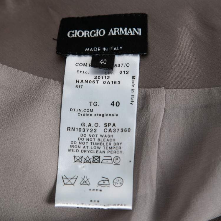 Pre Owned Giorgio Armani Grey Silk Satin Pleat Detail Skirt S