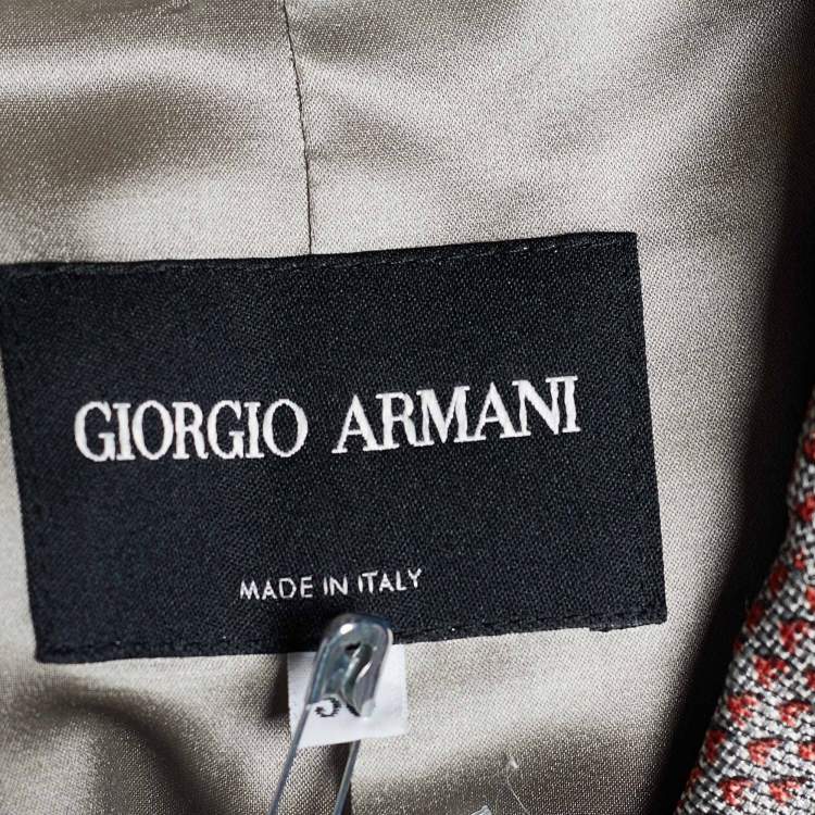 Pre Owned Giorgio Armani Grey Jacquard Button Front Blazer XL