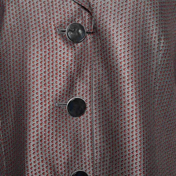 Pre Owned Giorgio Armani Grey Jacquard Button Front Blazer XL