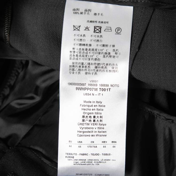 Pre Owned Giorgio Armani Charcoal Grey Wool Trousers L