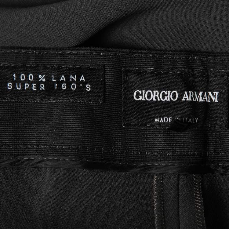 Pre Owned Giorgio Armani Charcoal Grey Wool Trousers L