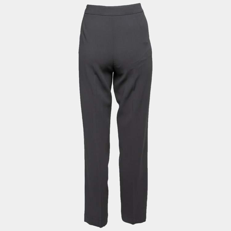 Pre Owned Giorgio Armani Charcoal Grey Wool Trousers L
