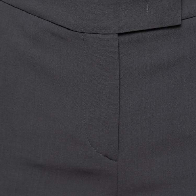 Pre Owned Giorgio Armani Charcoal Grey Wool Trousers L
