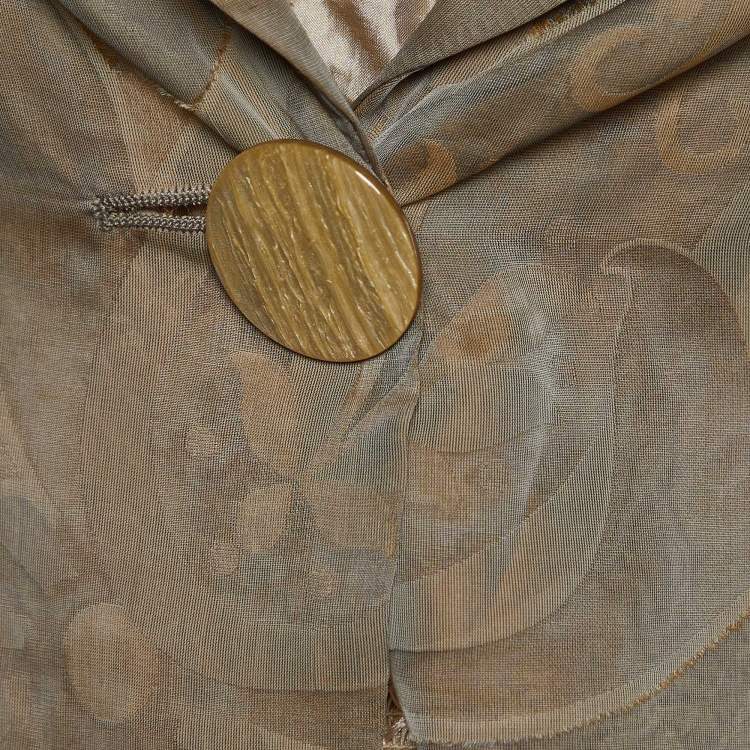 Pre Owned Giorgio Armani Beige Fil Coupe & Silk Ruffled Top & Blazer M