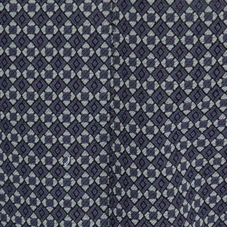 Pre Owned Giorgio Armani Purple & Grey Patterned Knit Pants M