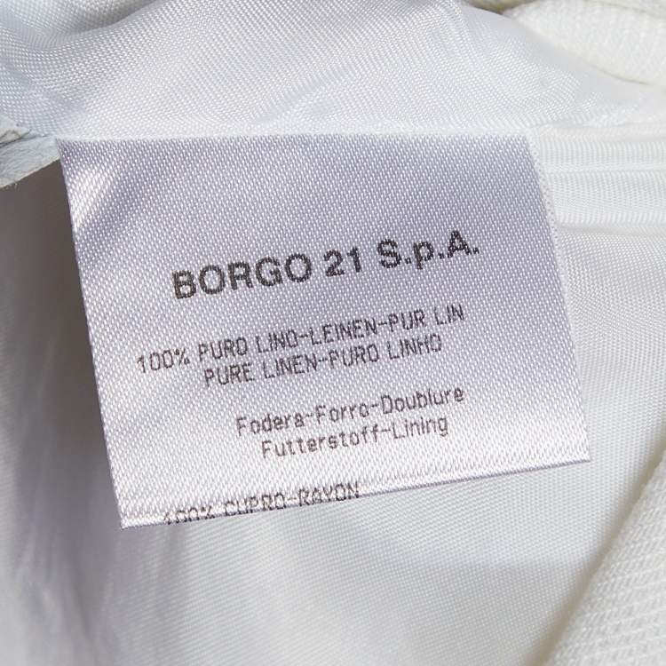 Pre Owned Giorgio Armani White Linen Button Front Blazer XL
