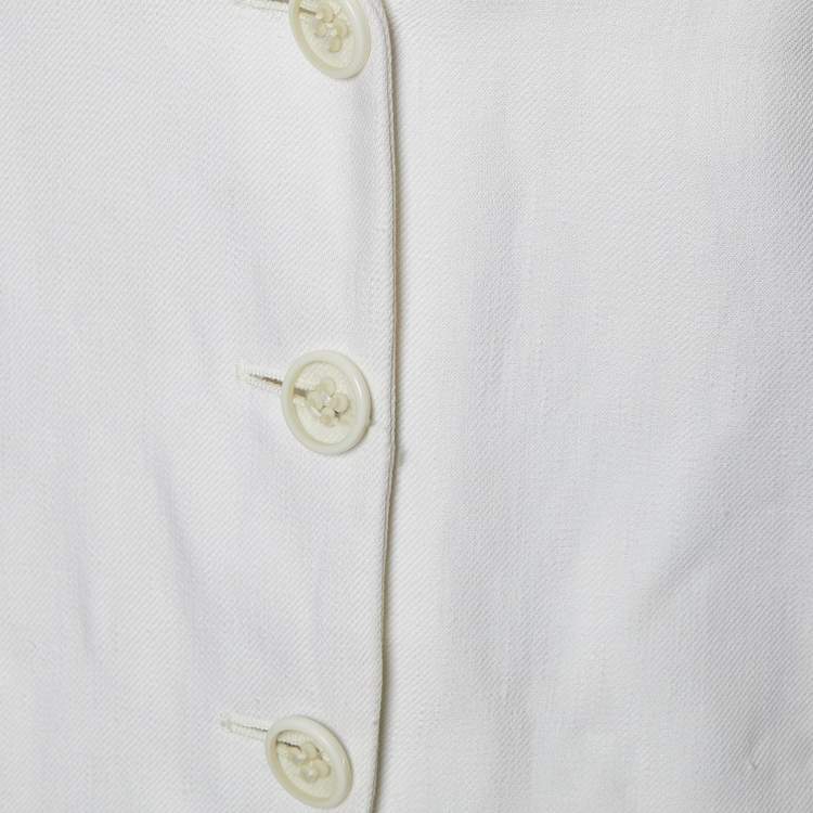 Pre Owned Giorgio Armani White Linen Button Front Blazer XL