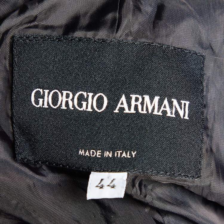 Pre Owned Giorgio Armani Black Patterned Devore Button Front Blazer M