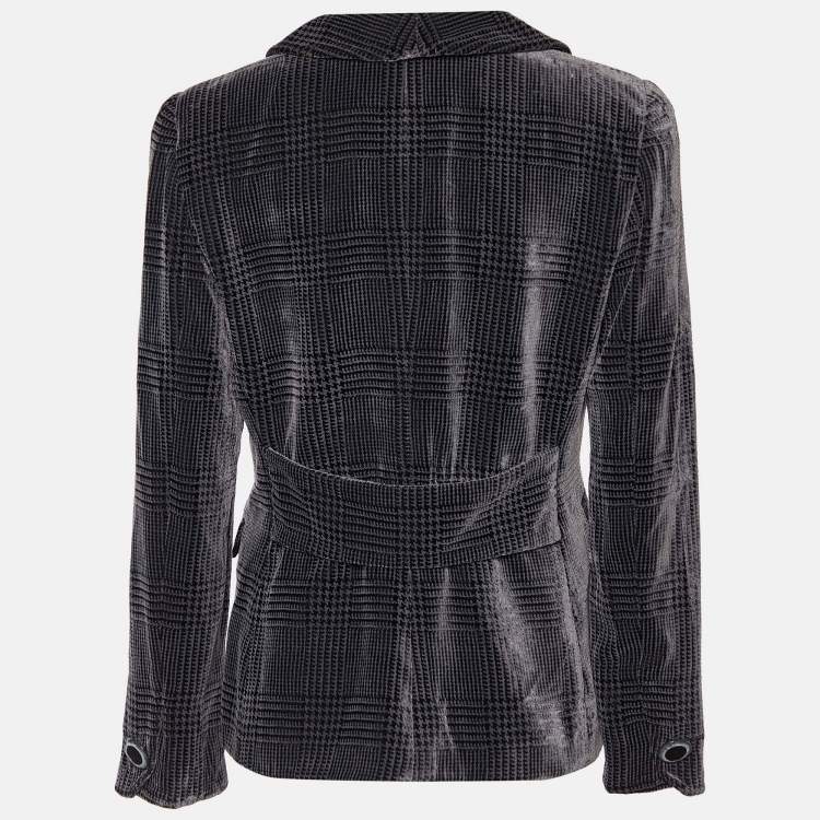 Pre Owned Giorgio Armani Black Patterned Devore Button Front Blazer M