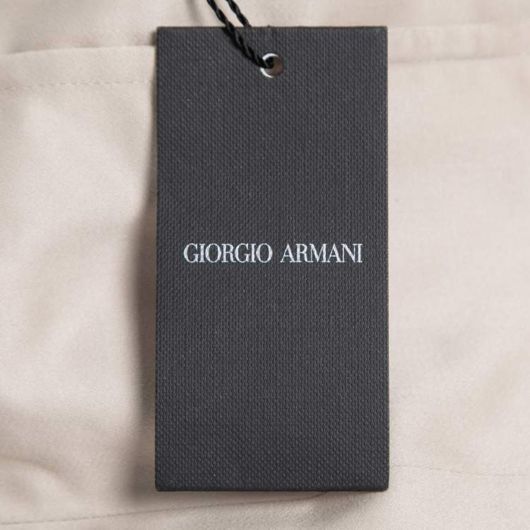 Pre Owned Giorgio Armani Beige Cotton Zip Detail Tapered Trousers S