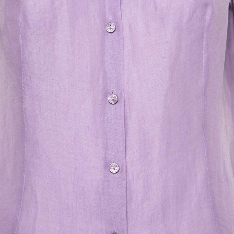 Pre Owned Giorgio Armani Borgo 21 Purple Linen Silk Sleeveless Shirt L