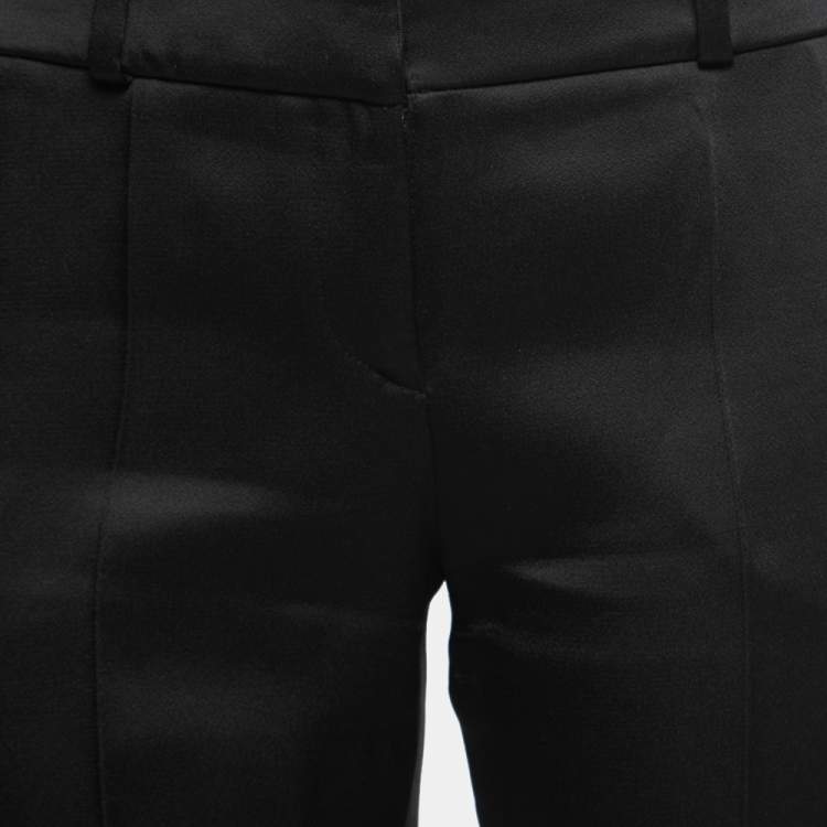 Pre Owned Giorgio Armani Black Satin Side Stripe Detail Trousers S