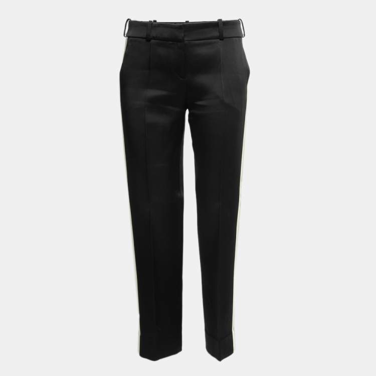 Pre Owned Giorgio Armani Black Satin Side Stripe Detail Trousers S