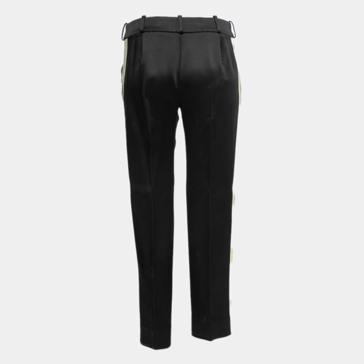 Pre Owned Giorgio Armani Black Satin Side Stripe Detail Trousers S