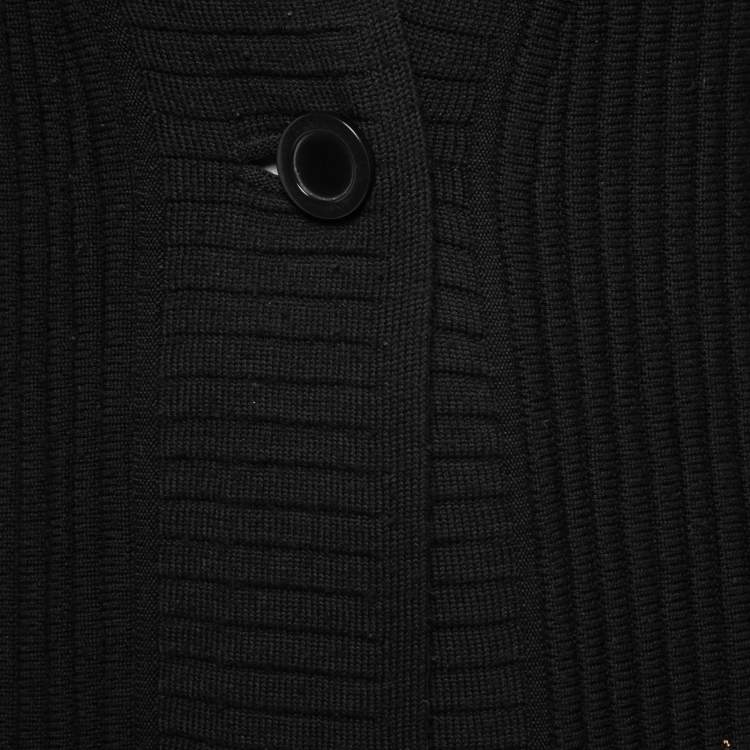 Pre Owned Giorgio Armani Black Knit Button Front Long Cardigan S