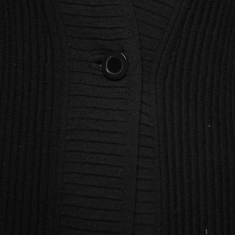 Pre Owned Giorgio Armani Black Knit Button Front Long Cardigan S