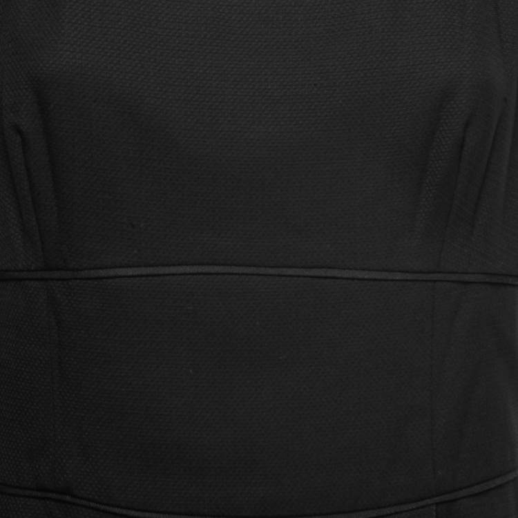 Pre Owned Giorgio Armani Black Wool Crepe Tulip Draped Sleeveless Dress L