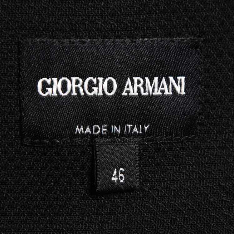 Pre Owned Giorgio Armani Black Wool Crepe Tulip Draped Sleeveless Dress L
