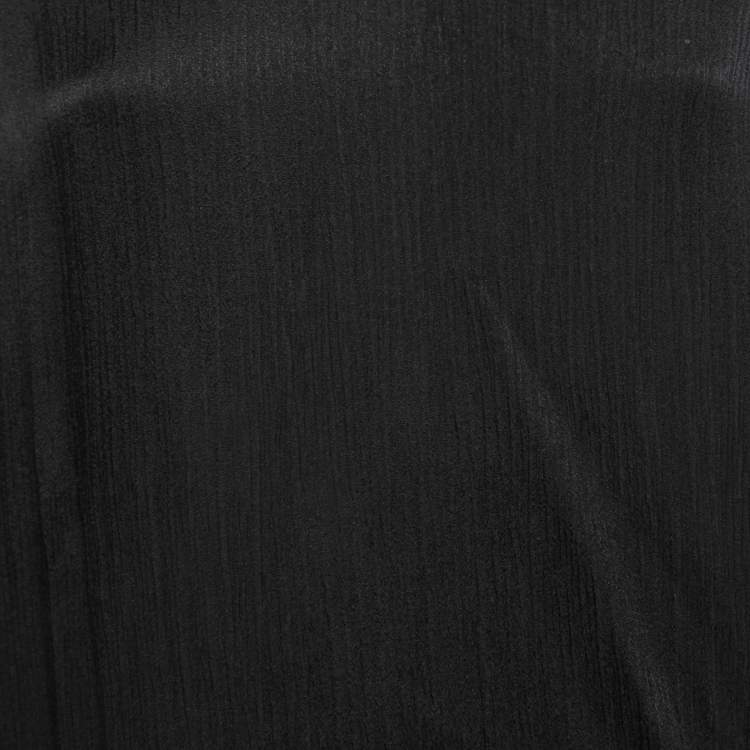 Pre Owned Giorgio Armani Black Crepe V Neck Long Sleeve Top M
