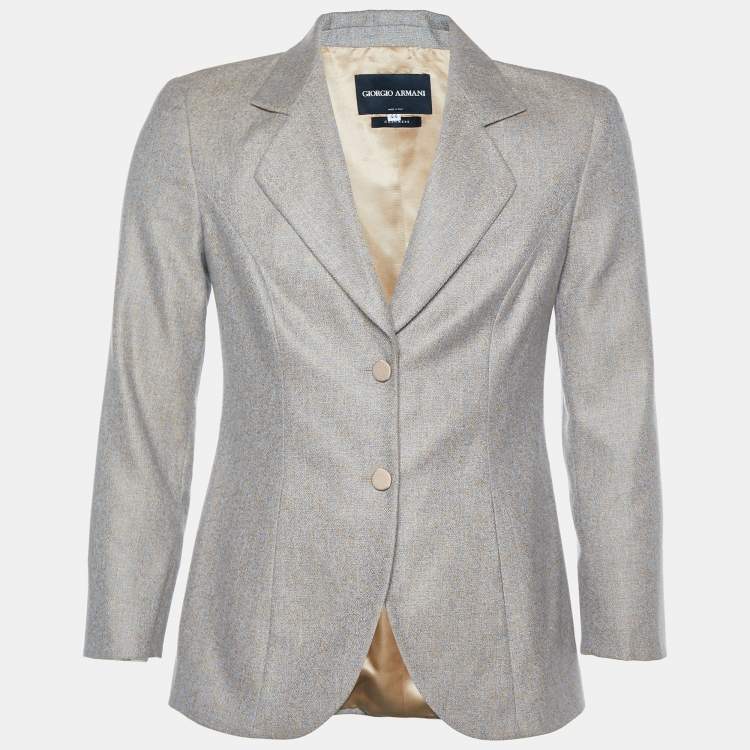 Pre Owned Giorgio Armani Beige Cashmere Button Front Blazer M