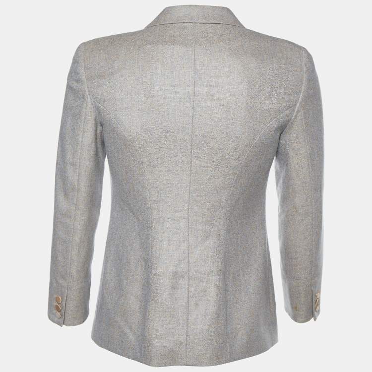 Pre Owned Giorgio Armani Beige Cashmere Button Front Blazer M