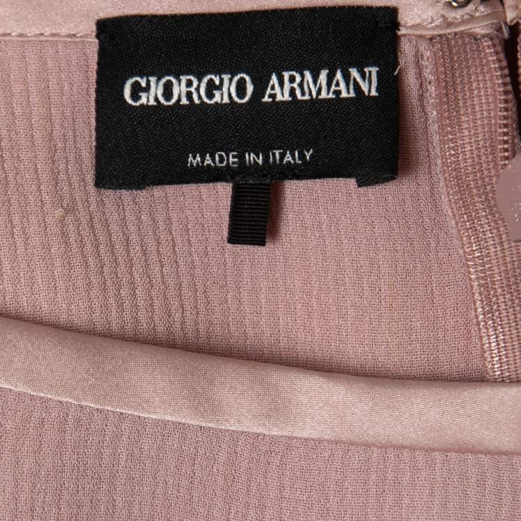 Pre Owned Giorgio Armani Blush Pink Crepe Cape Sleeve Top M