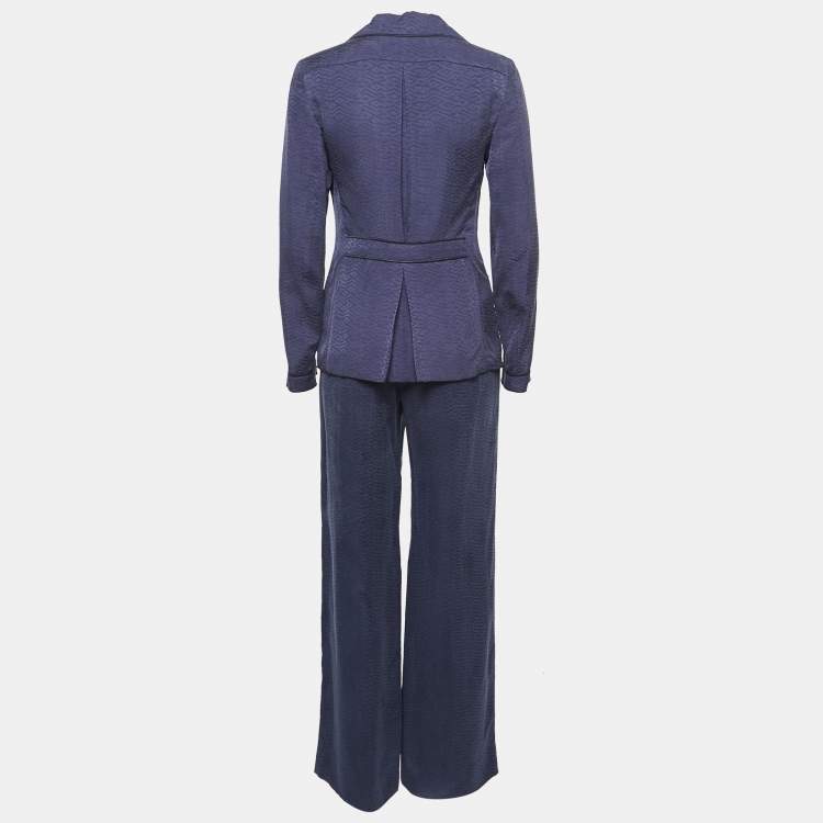 Giorgio Armani Navy Blue Textured Silk Blend Blazer and Trouser Set S Giorgio  Armani | TLC