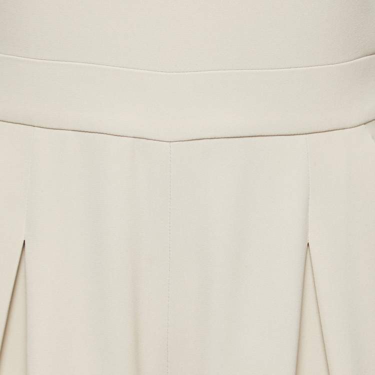 Pre Owned Giorgio Armani Beige Silk Wide Leg Jumpsuit S