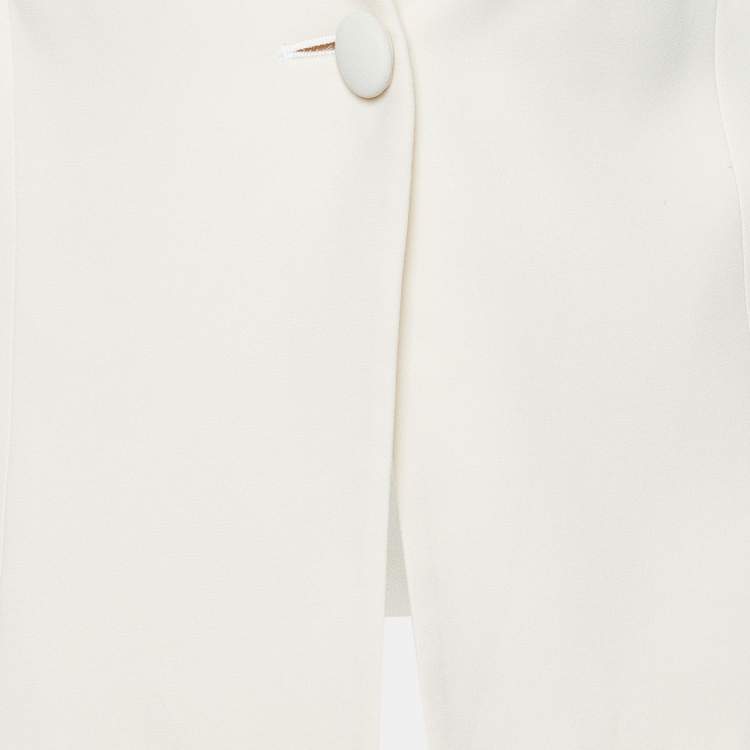 Pre Owned Giorgio Armani Light Cream Silk Chiffon Button Front Blazer XL