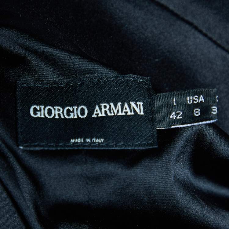Pre Owned Giorgio Armani Monochrome Striped Velvet Draped Collar Jacket M