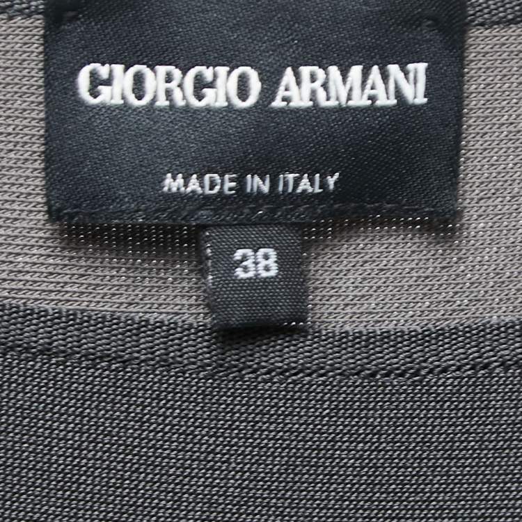 Pre Owned Giorgio Armani Dark Grey Knit Peplum Top S